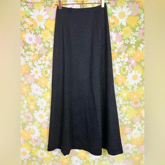 Vintage 70’s Black Shimmer Maxi Skirt - Picture 6 of 12